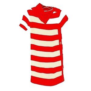 SWAK $34 Sz 7/8 Red White Stripe Button Collar Acrylic Sweater Dress